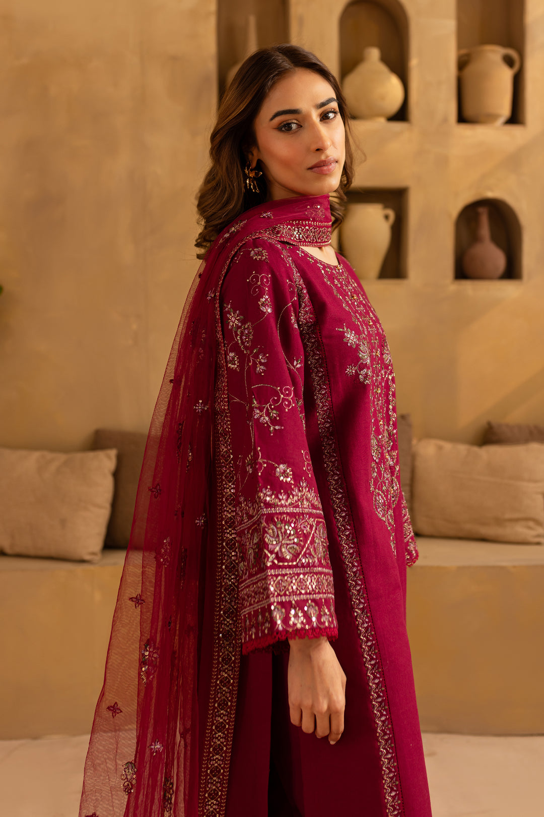 Balin 3Pc - Embroidered Khaddar Dress