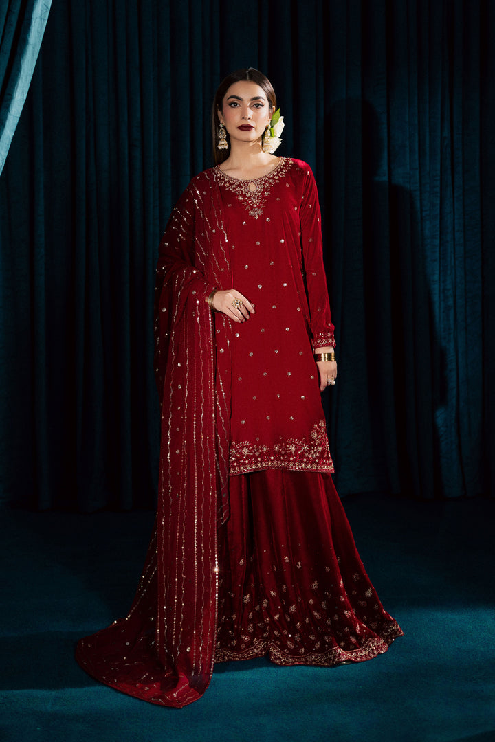 Surkh Gul 3Pc - Velvet Formal Dress