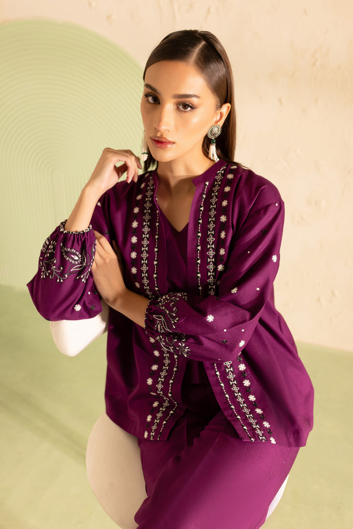 Edwina 3Pc - Embroidered Khaddar Dress