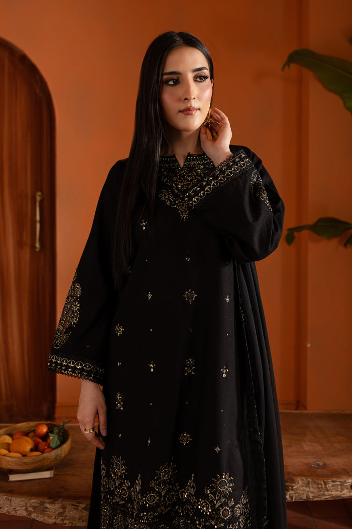 Black Magisk 3Pc - Embroidered Khaddar Dress