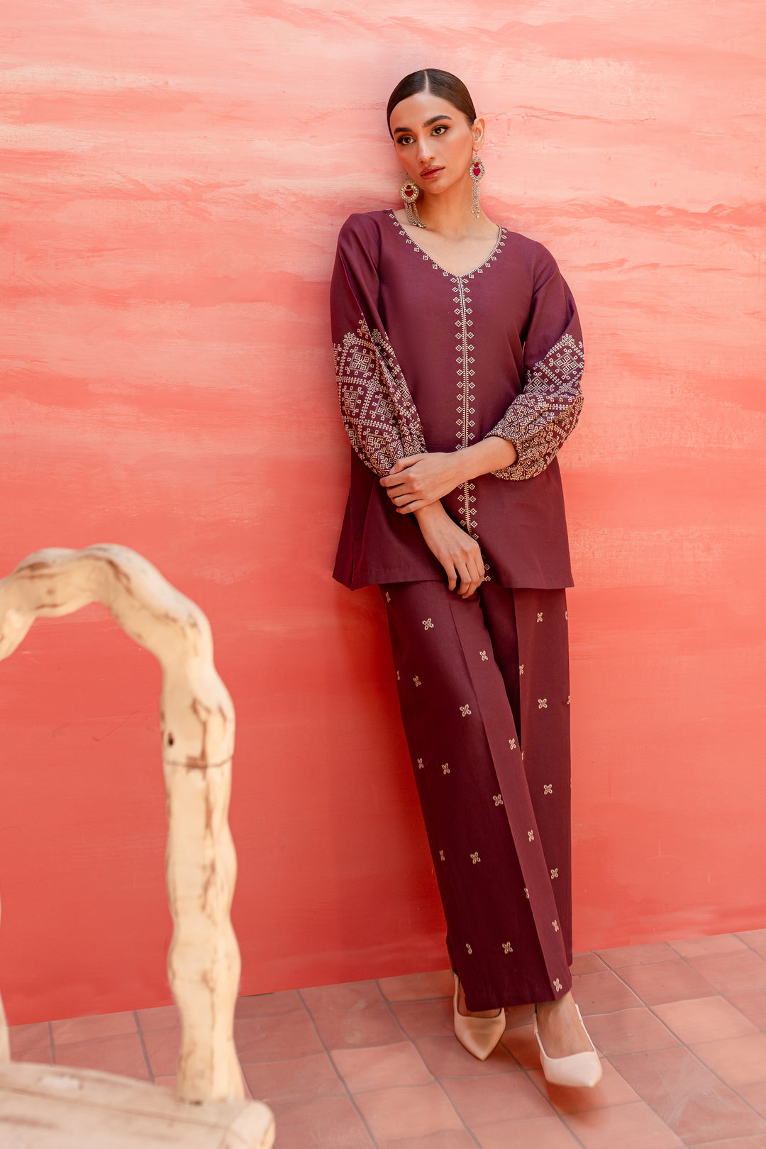 Cora Line 2Pc - Embroidered Khaddar Dress