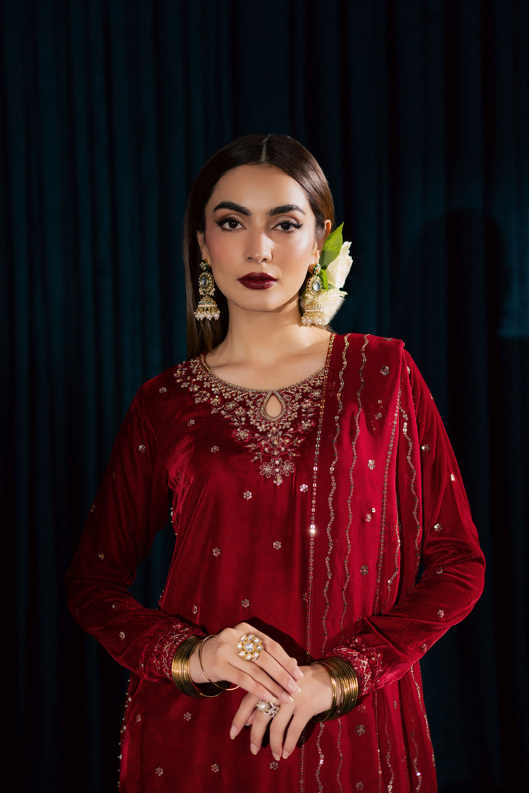 Surkh Gul 3Pc - Velvet Formal Dress