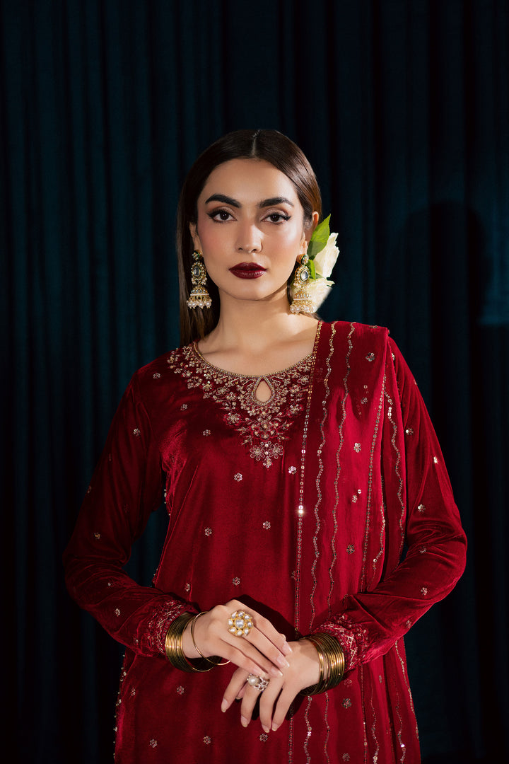 Surkh Gul 3Pc - Velvet Formal Dress