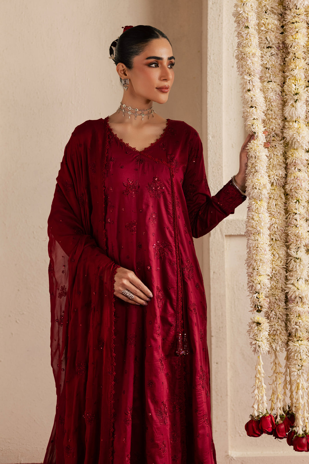 Red Bloom 3Pc - Festive Embroidered Lawn