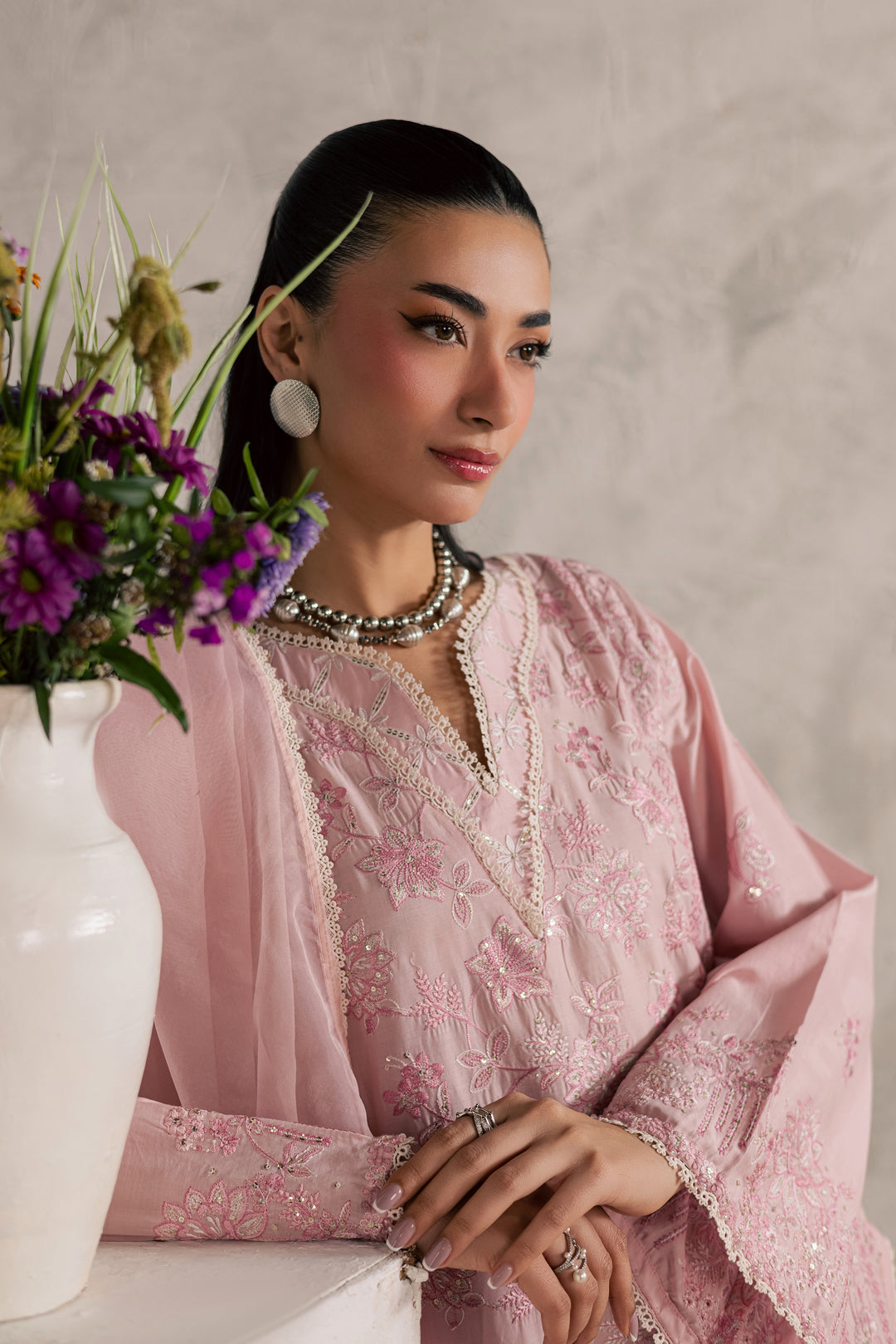 Coral Mist 3Pc - Festive Embroidered Lawn