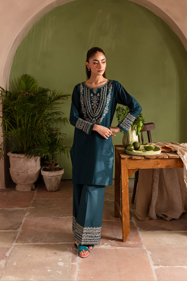 Aqua Pearl 2Pc - Embroidered Lawn Dress