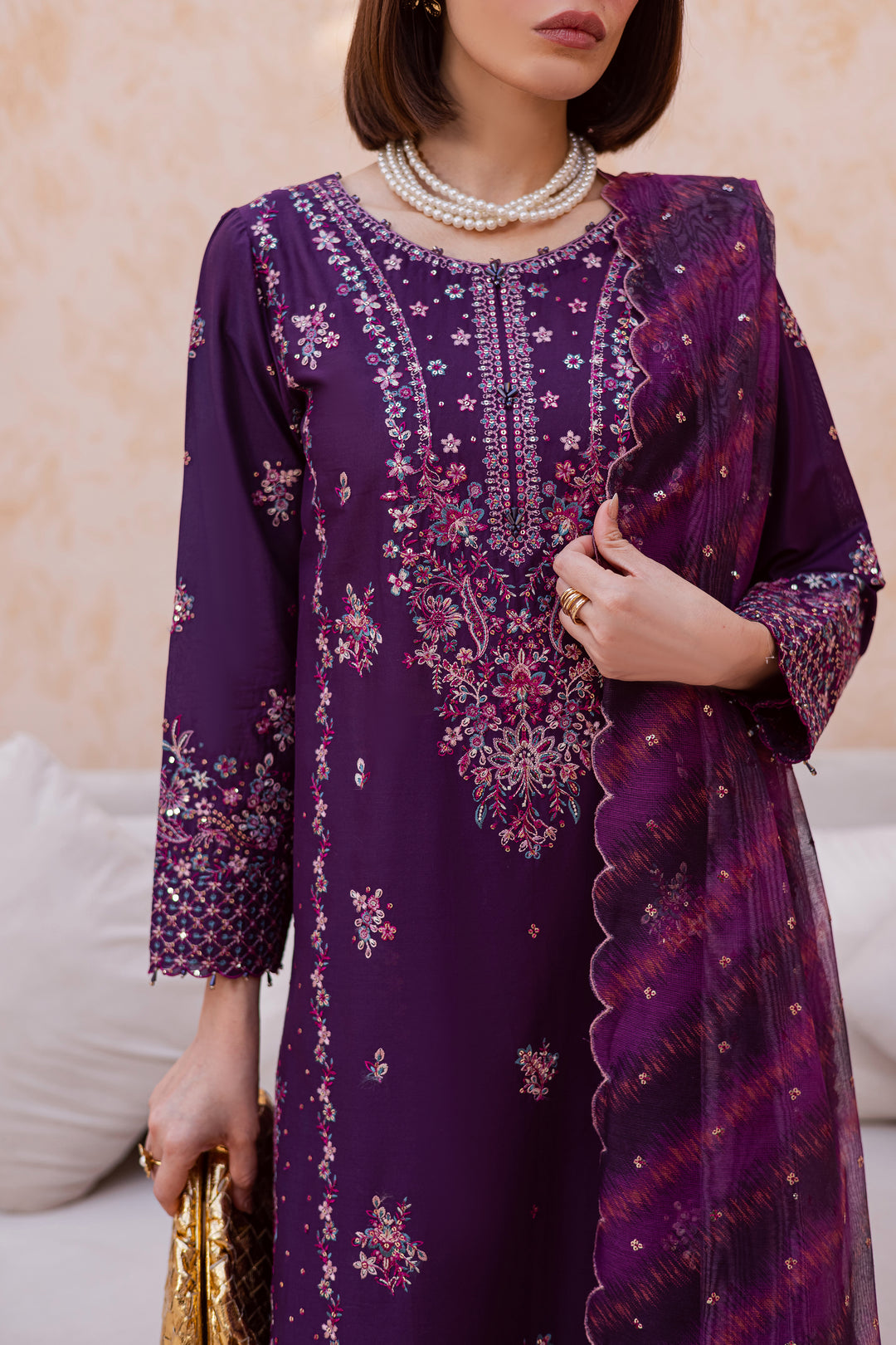 Shimmer 3Pc - Festive Embroidered Lawn