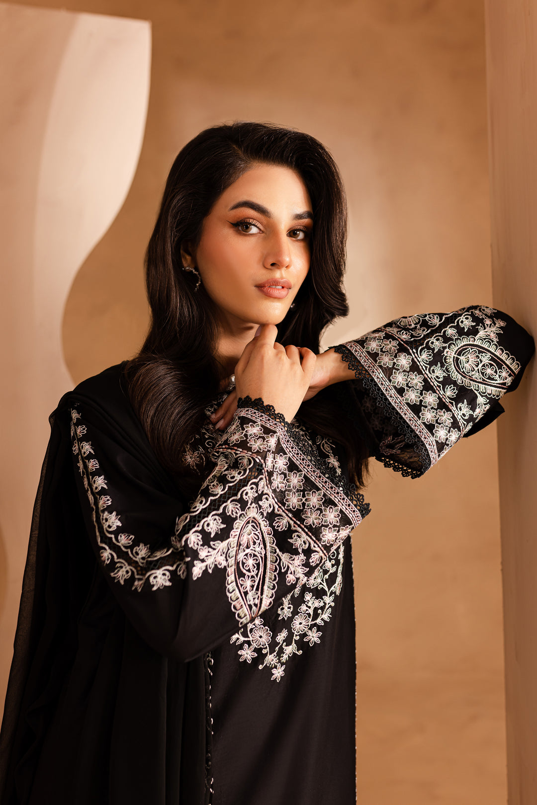 Black Pearl 3Pc - Embroidered Lawn Dress