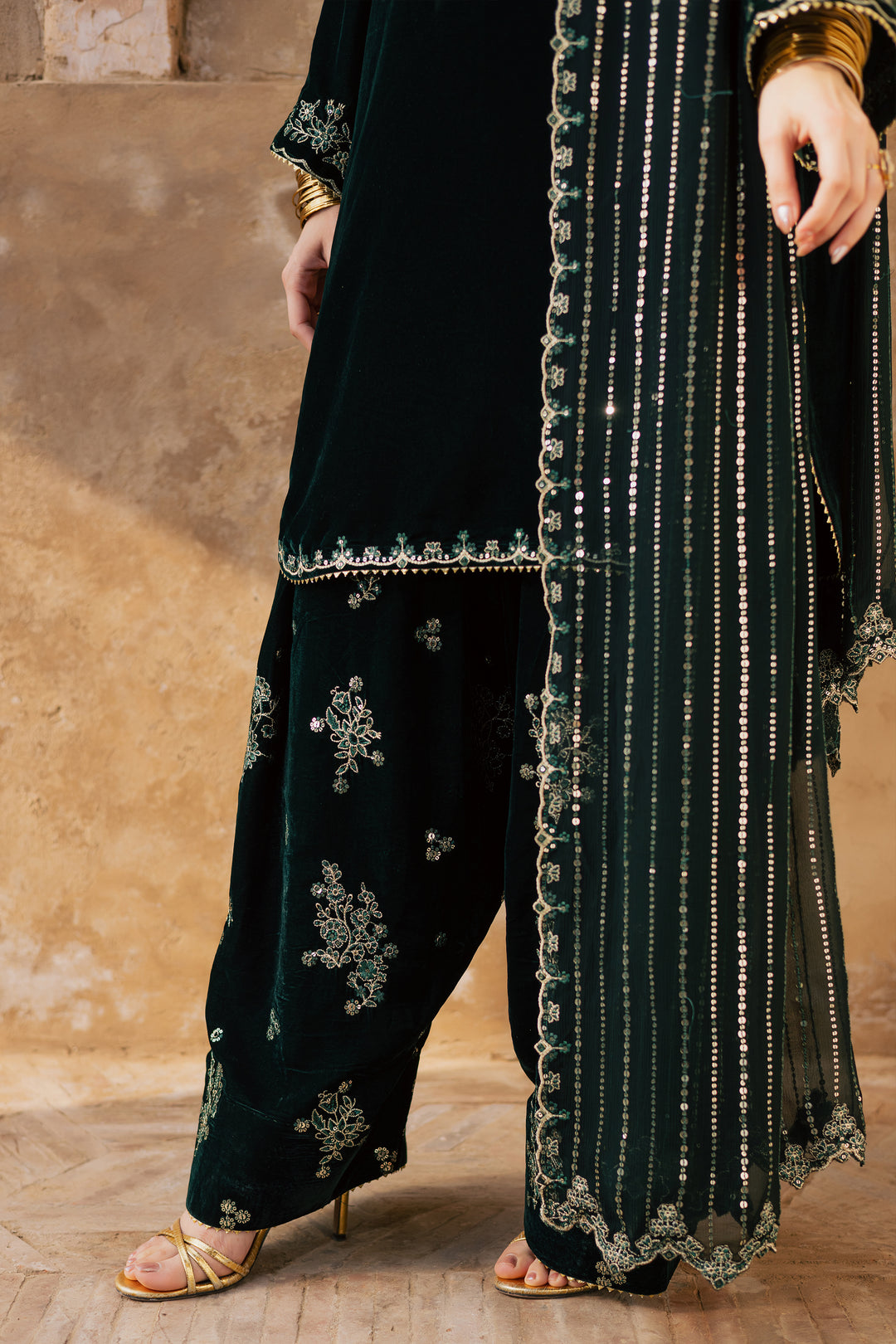 Noble Green 3Pc - Festive Velvet Pret