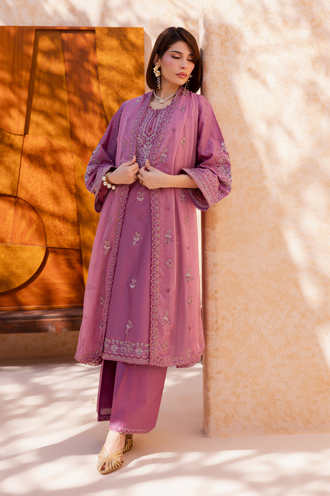 Lina 3Pc - Festive Embroidered Lawn