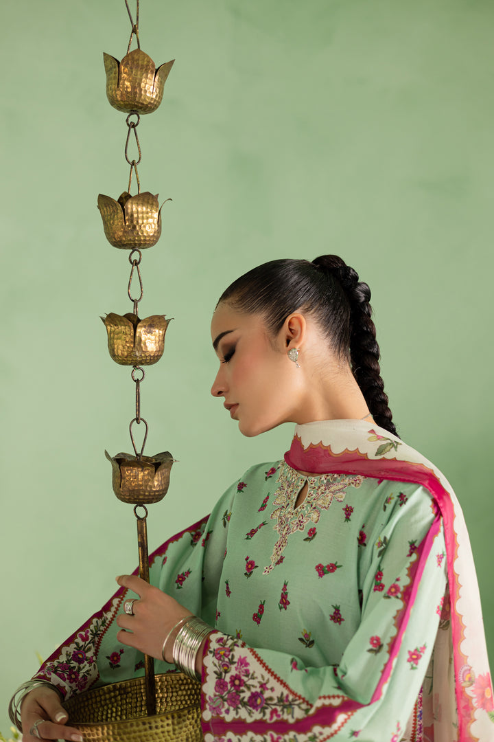 Neena 3Pc - Printed Lawn Dress With Farshi Shalwar