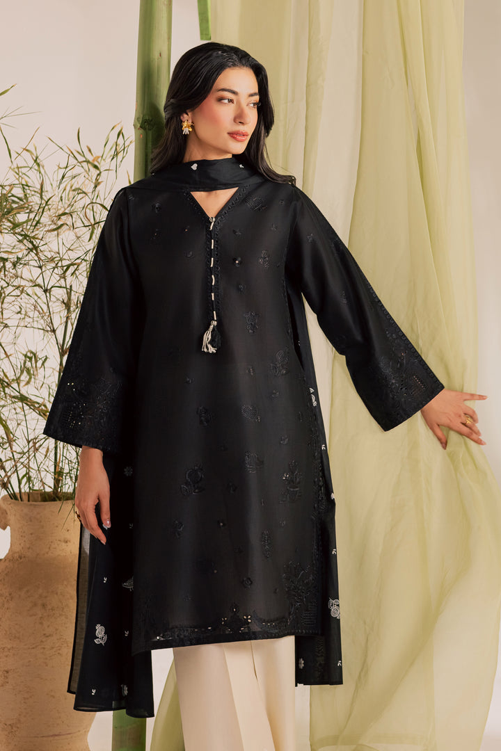 Black Bird 3Pc - Embroidered Lawn Dress