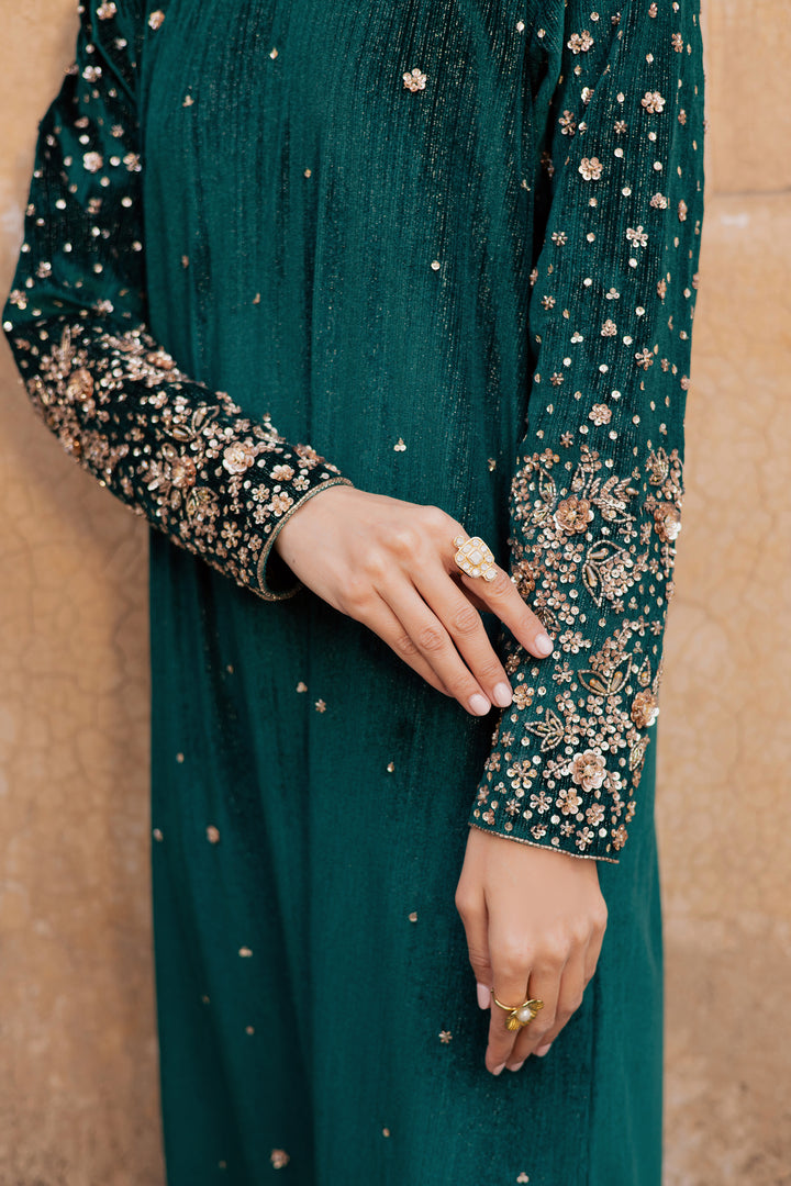 Green Mandana 2Pc - Velvet Formal Dress