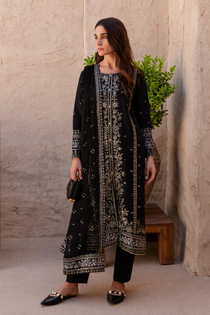 Ernest 3Pc - Embroidered Khaddar Dress