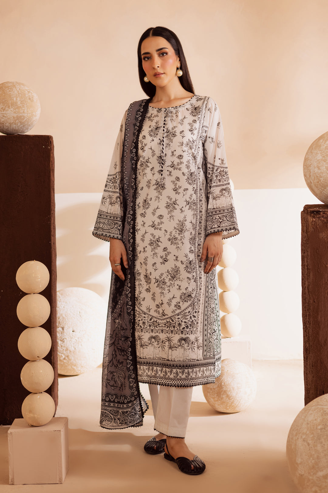 Siyah 3Pc - Printed Lawn Dress