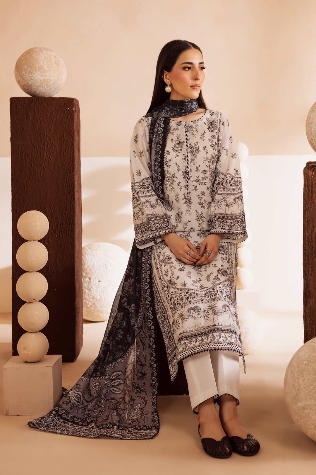 Siyah 3Pc - Printed Lawn Dress