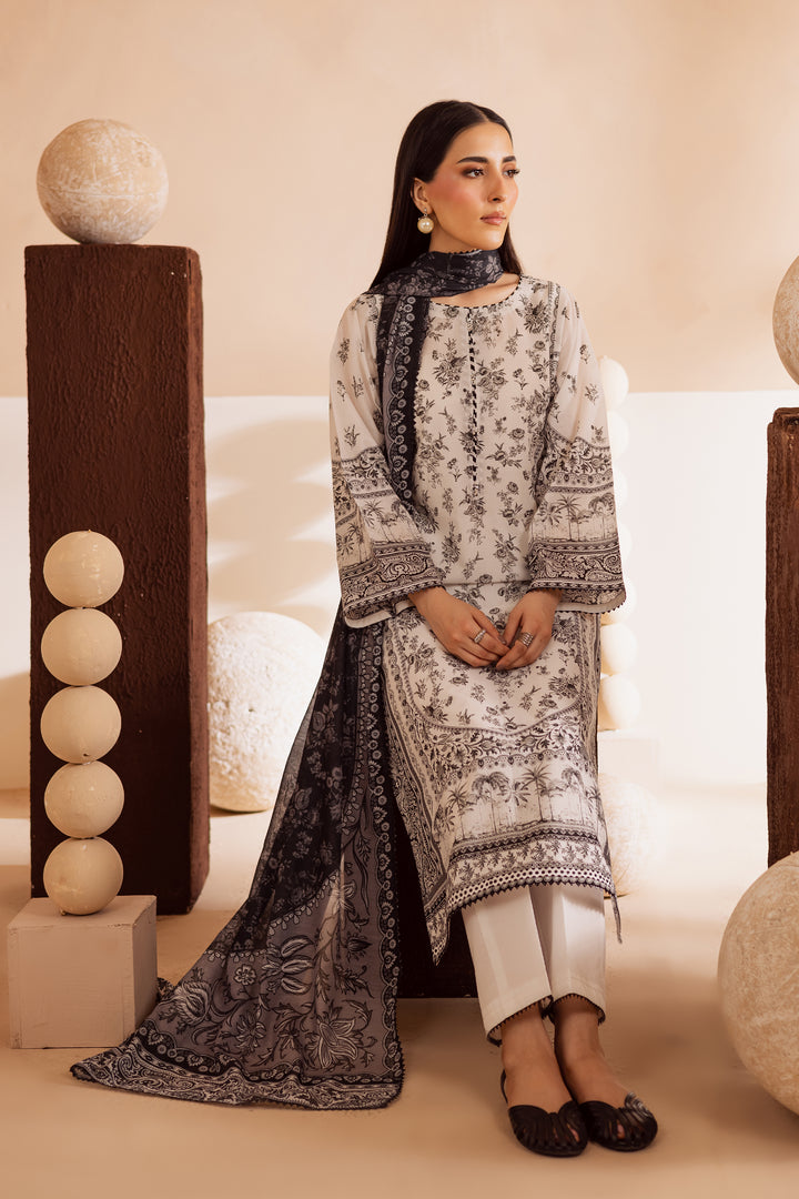 Siyah 3Pc - Printed Lawn Dress
