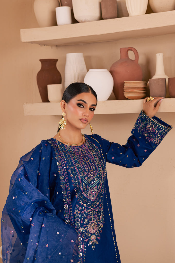 Claudette 3Pc - Embroidered Lawn Dress