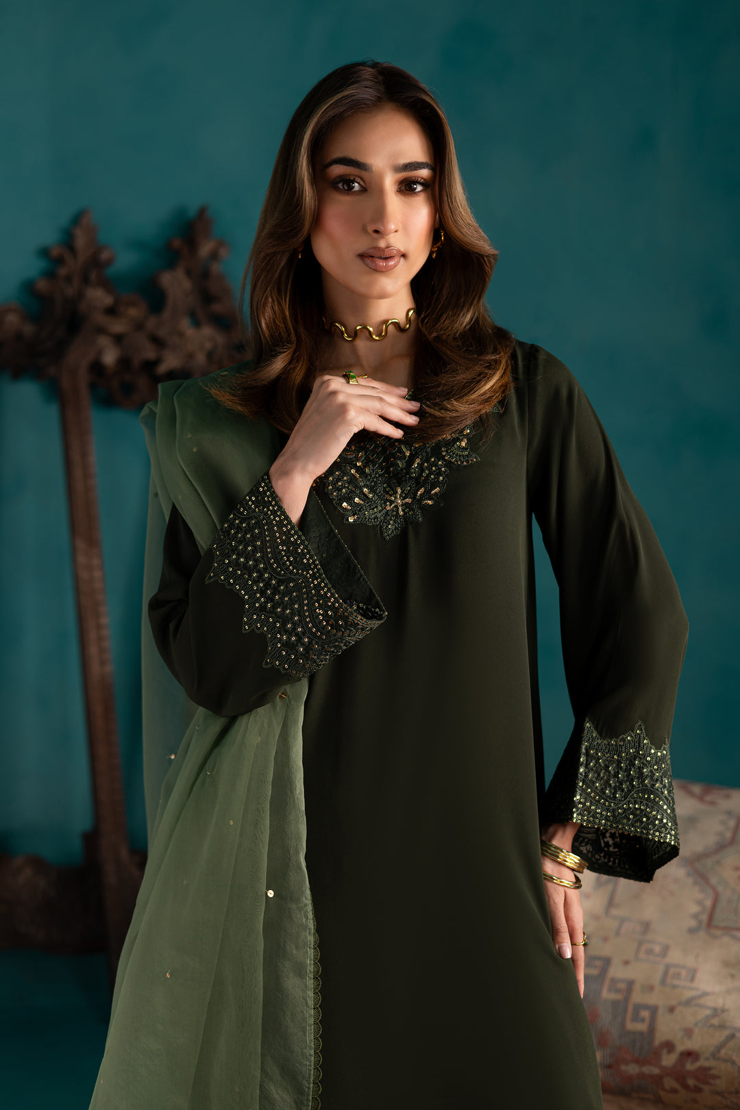 Marble Green 3Pc - Georgette Luxe Pret