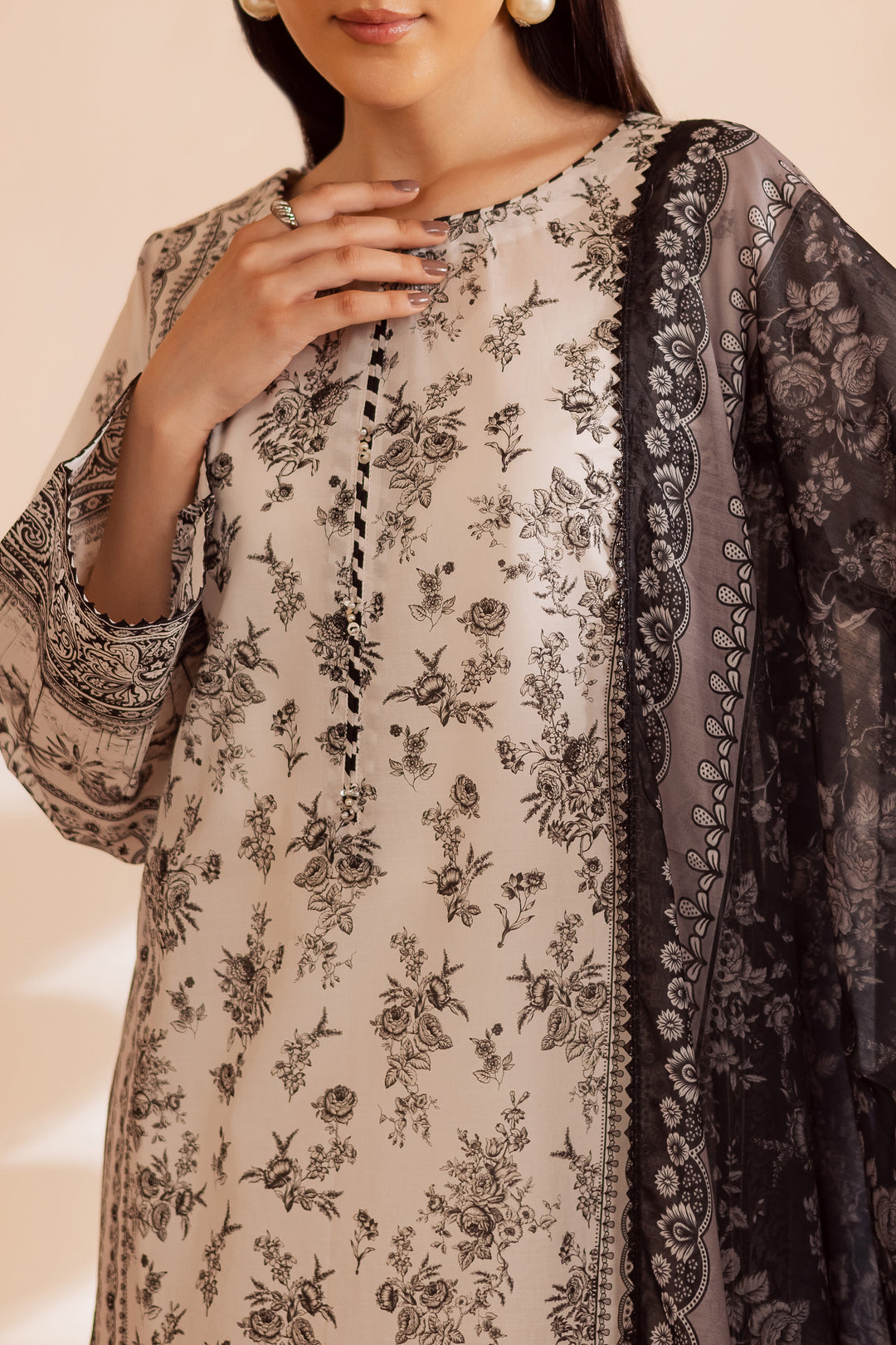 Siyah 3Pc - Printed Lawn Dress