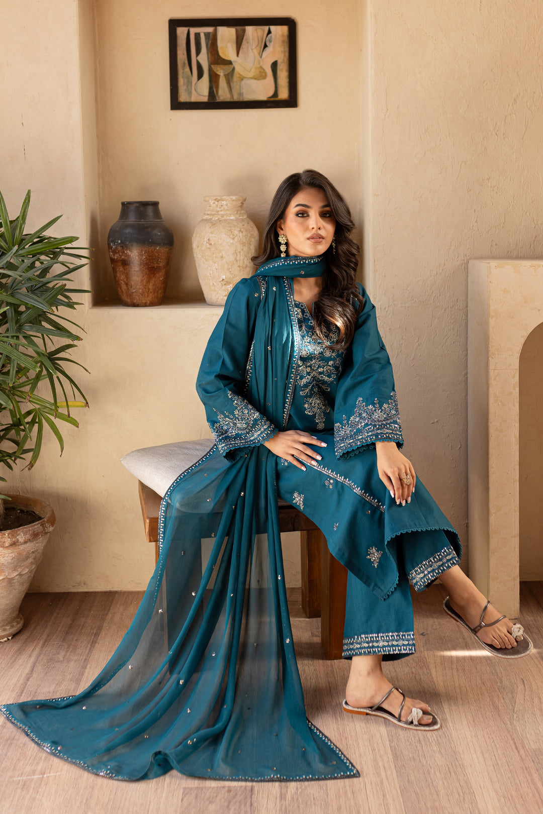 Lighter 3Pc - Embroidered Khaddar Dress