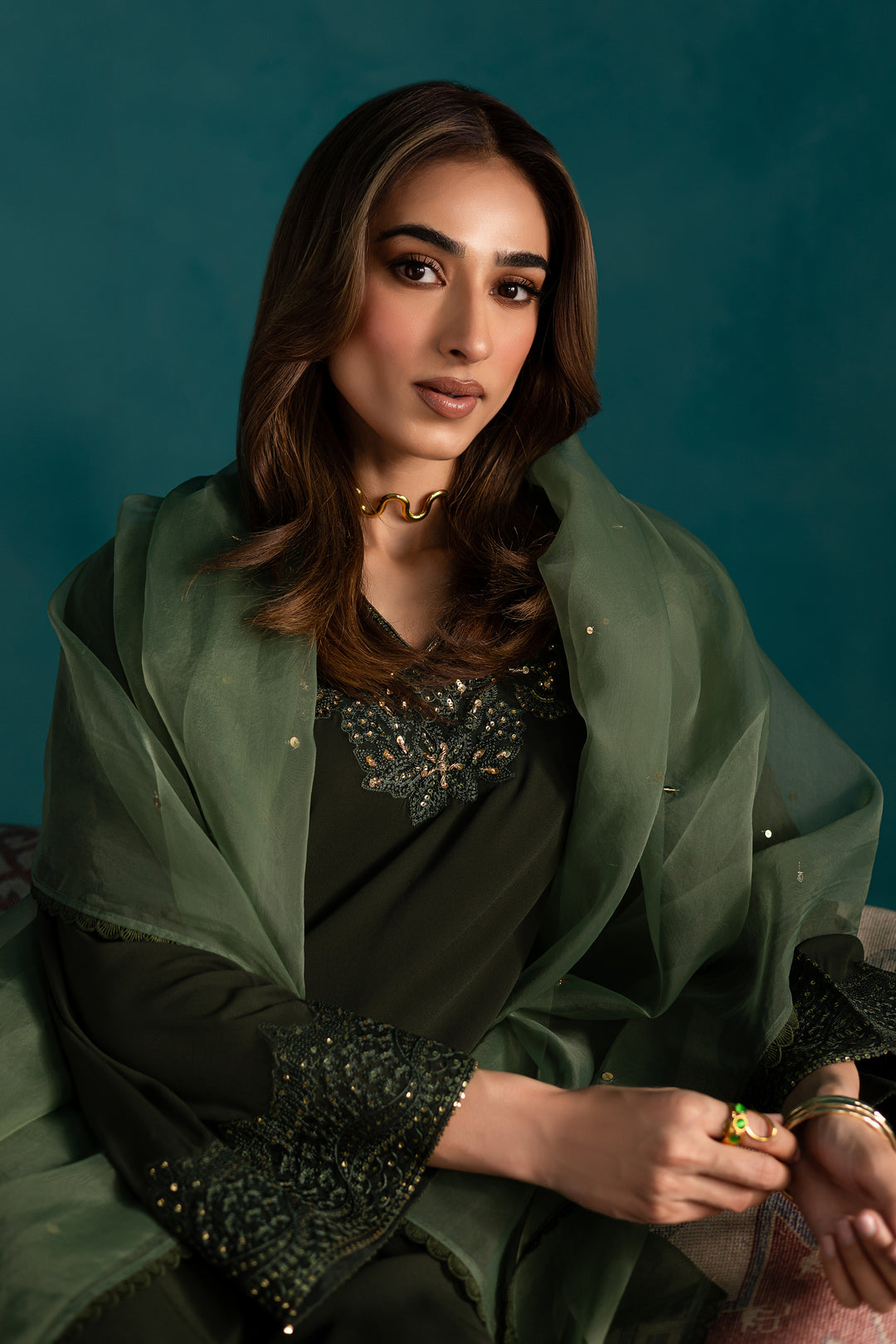 Marble Green 3Pc - Georgette Luxe Pret