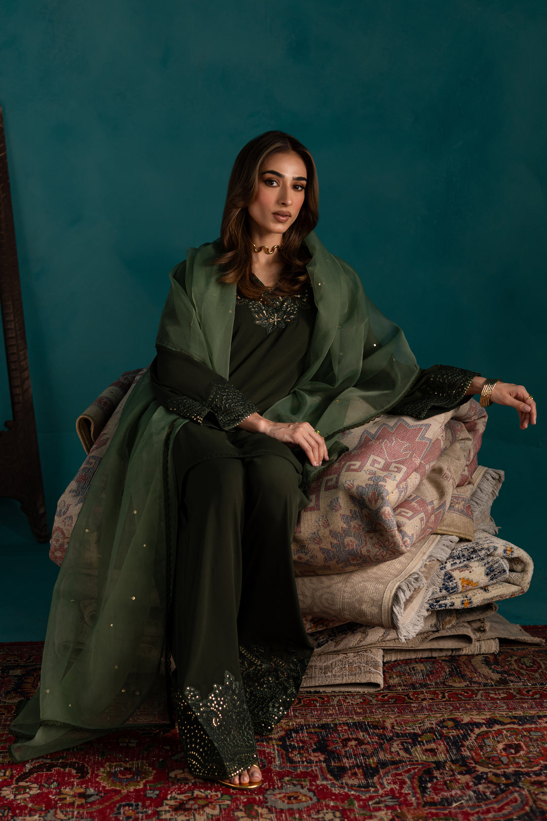Marble Green 3Pc - Georgette Luxe Pret