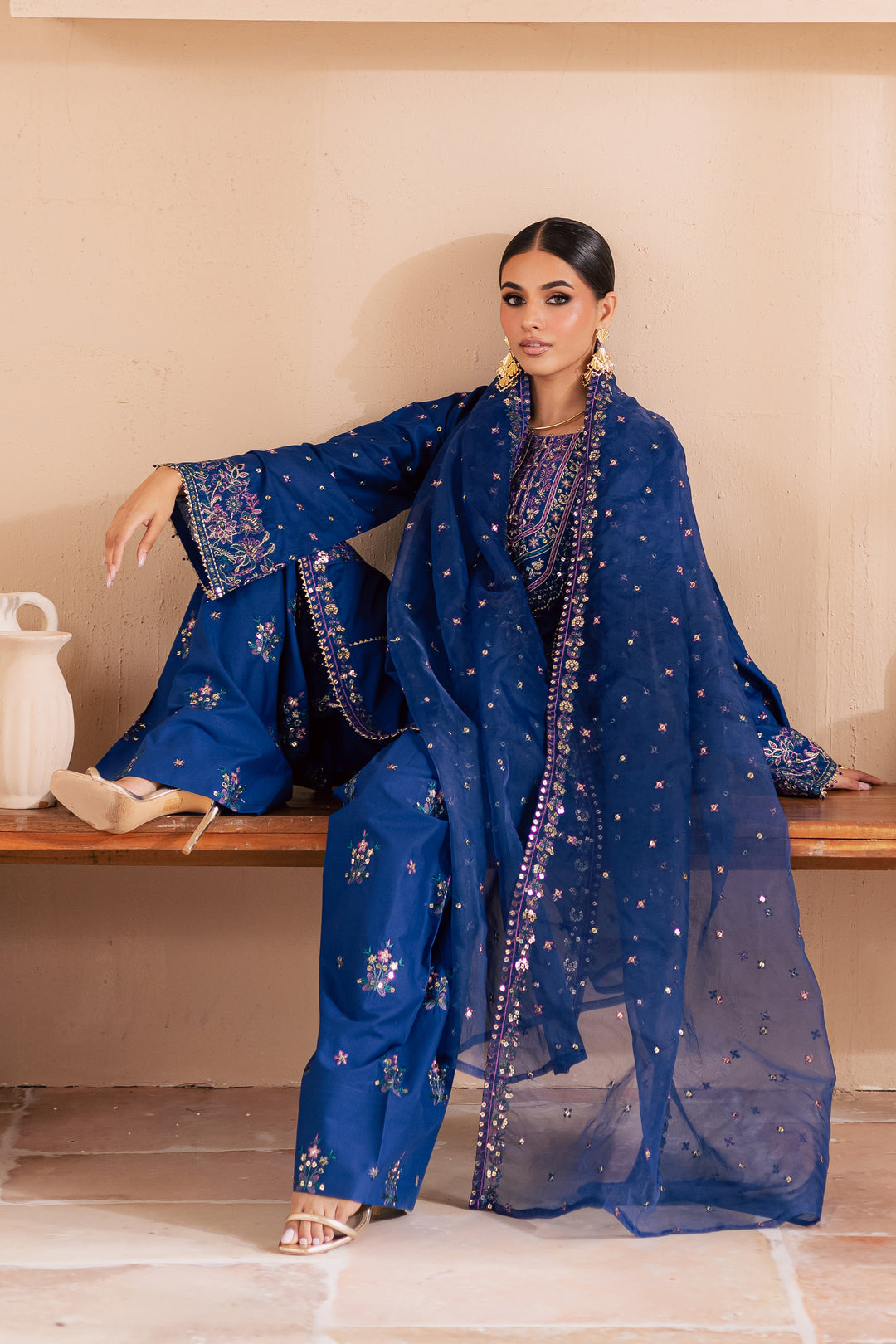 Claudette 3Pc - Embroidered Lawn Dress