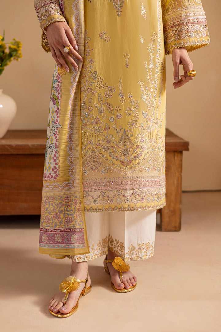 Lime Yellow 3Pc - Embroidered Luxe PIMA