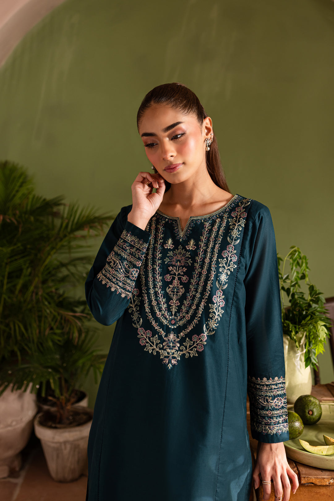 Aqua Pearl 2Pc - Embroidered Lawn Dress