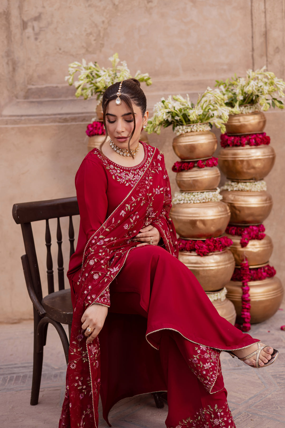 Red Adina 3Pc - Festive Luxe Pret