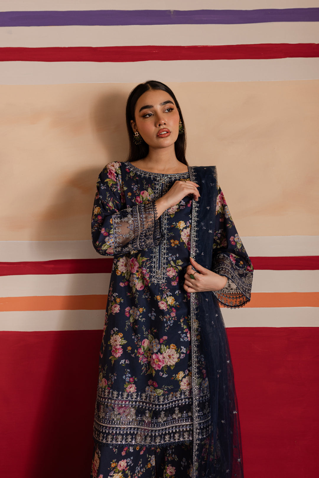 Blue Bano 3Pc - Printed Lawn Dress