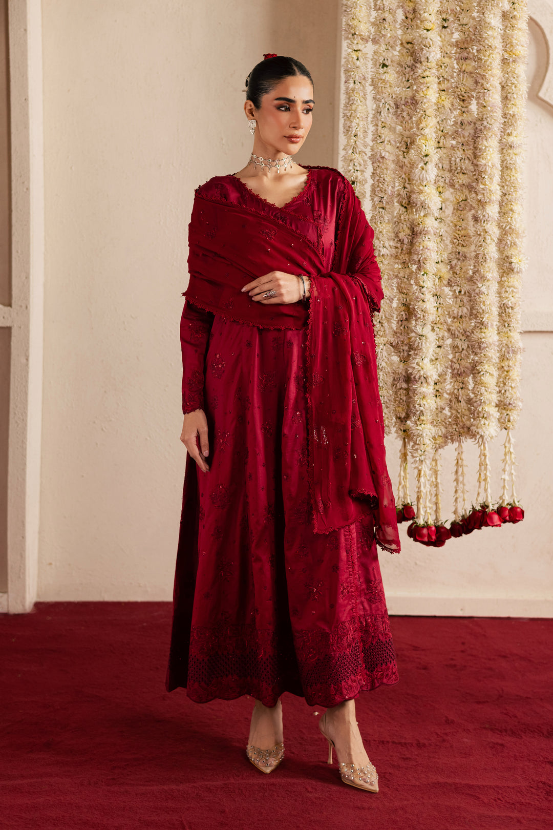 Red Bloom 3Pc - Festive Embroidered Lawn