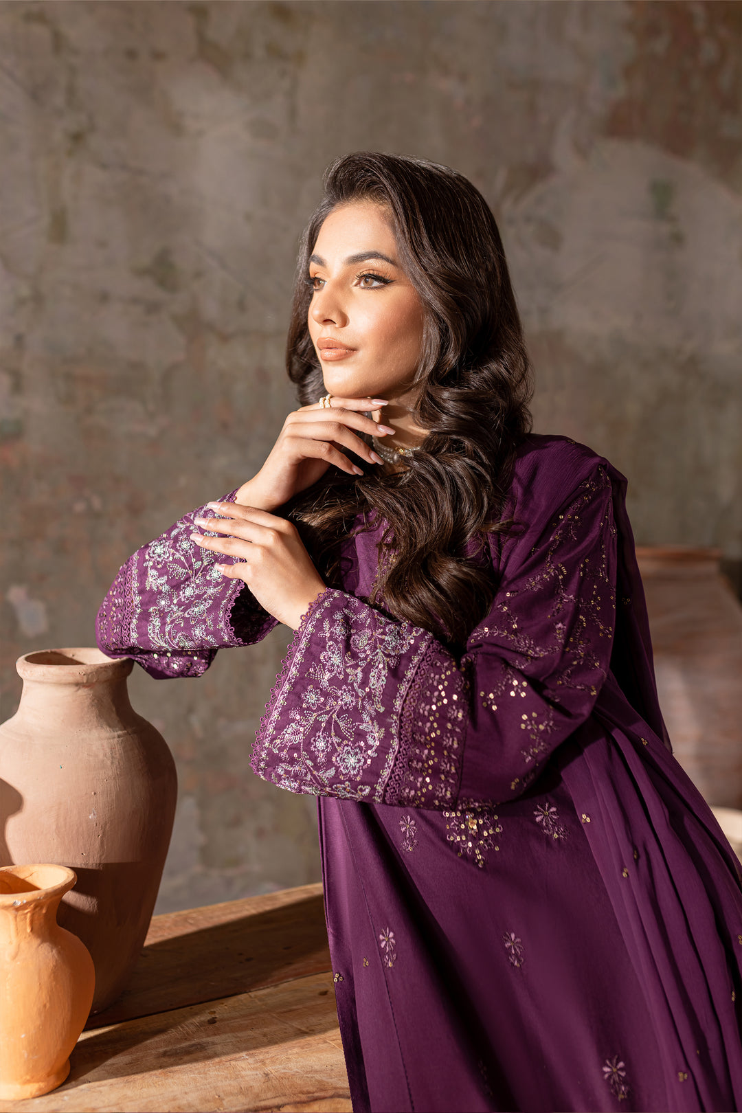 Chowder 3Pc - Embroidered Khaddar Dress