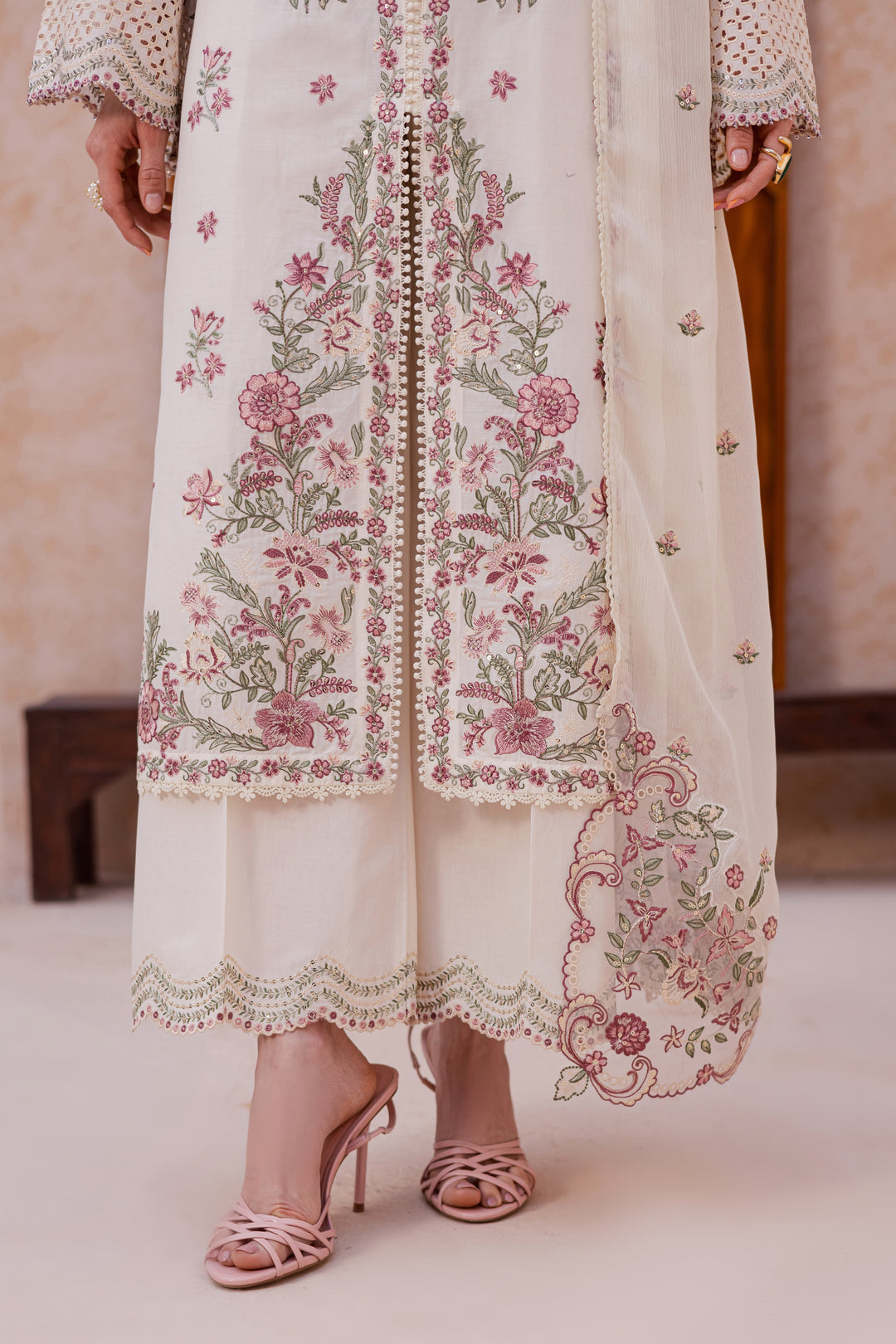 Pearl Dust 3Pc - Festive Embroidered Lawn