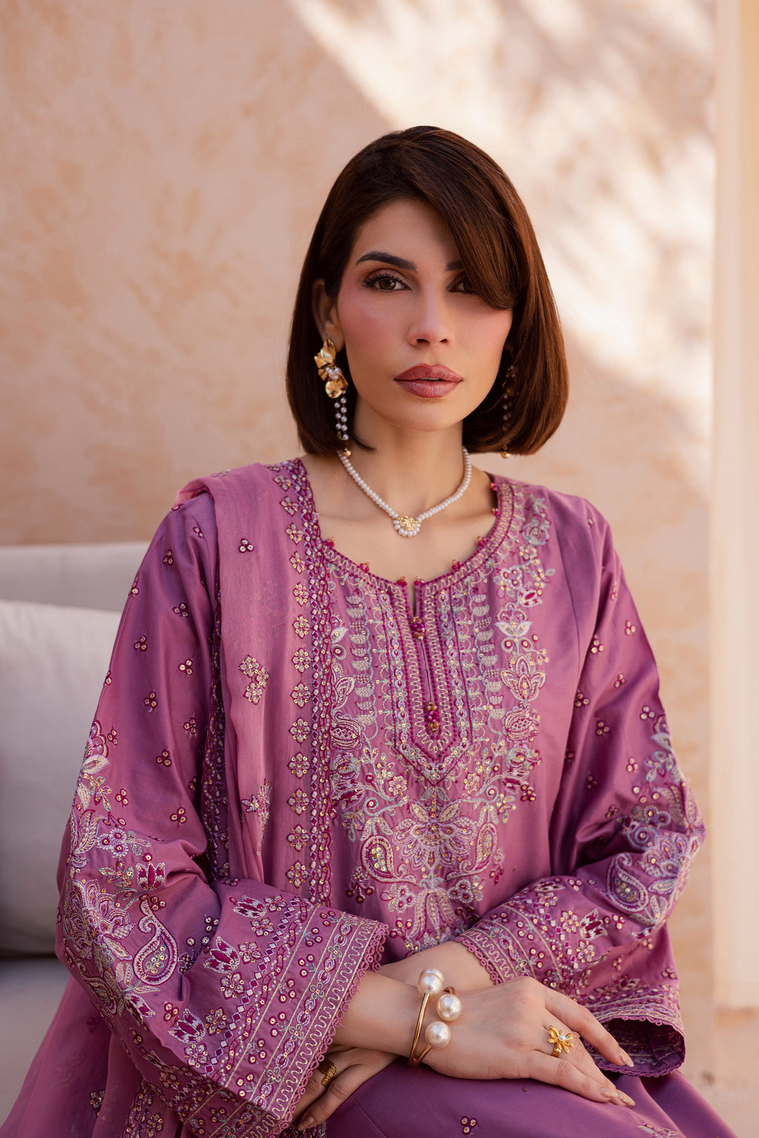 Lina 3Pc - Festive Embroidered Lawn