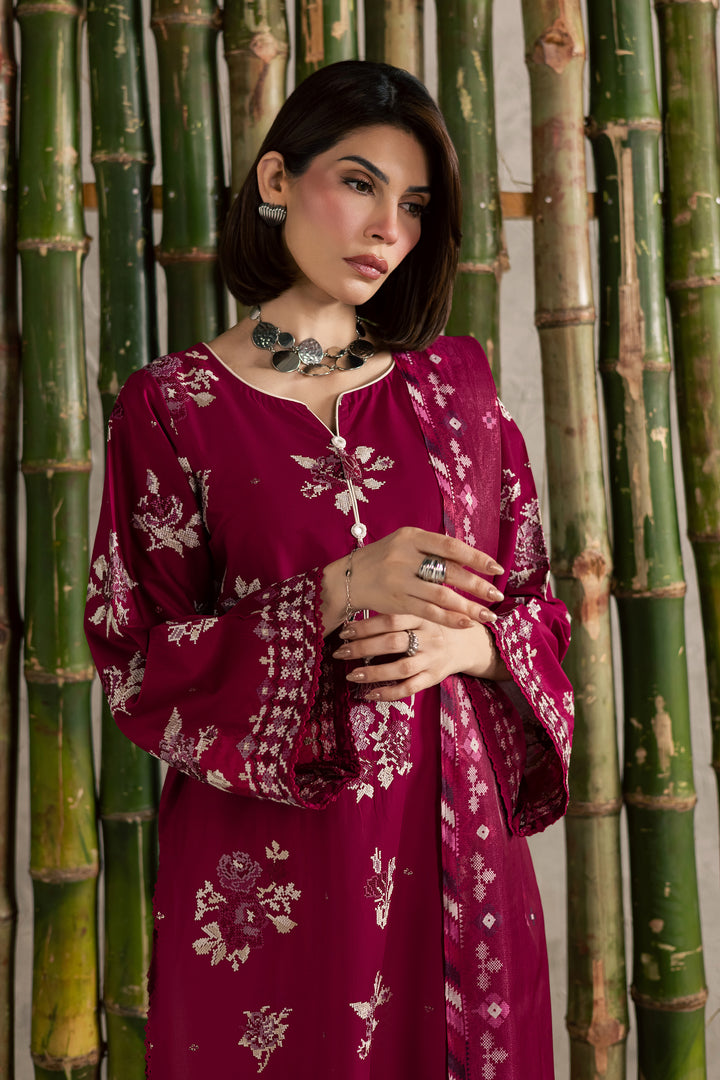 Pink Oliver 3Pc - Festive Embroidered Lawn