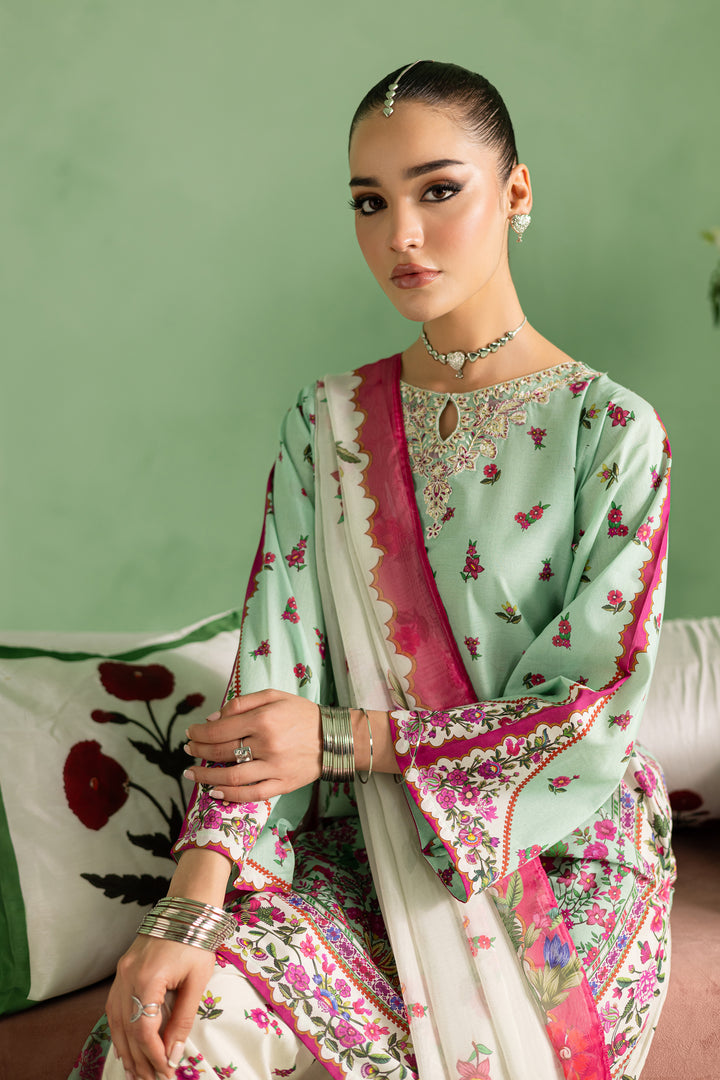 Neena 3Pc - Printed Lawn Dress With Farshi Shalwar