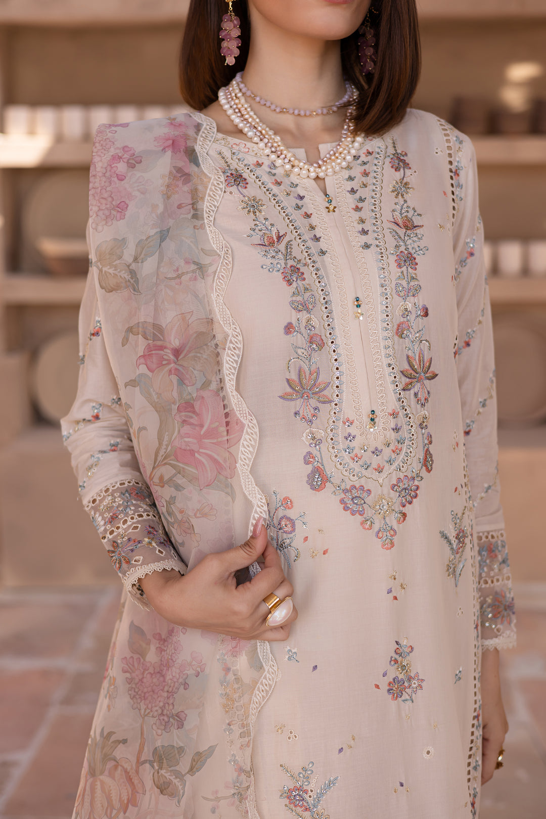 Lune 3Pc - Embroidered Luxe Pret