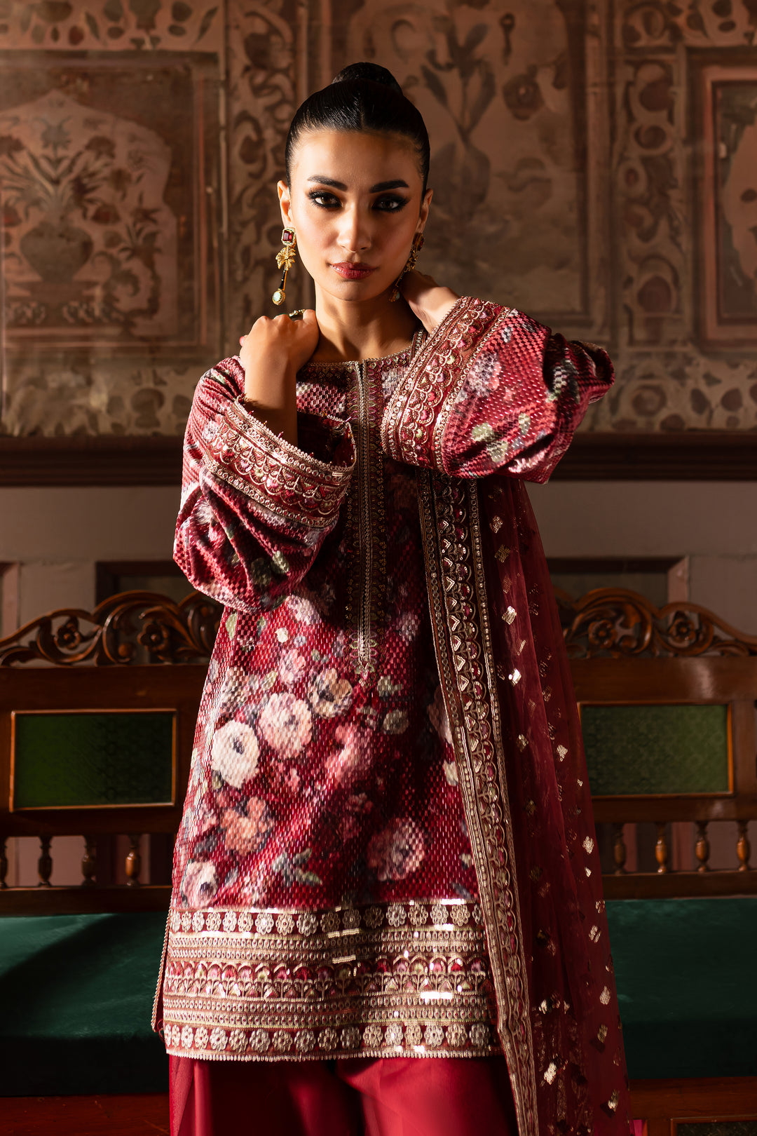 Noor Bano 3Pc - Embroidered Luxe Pret