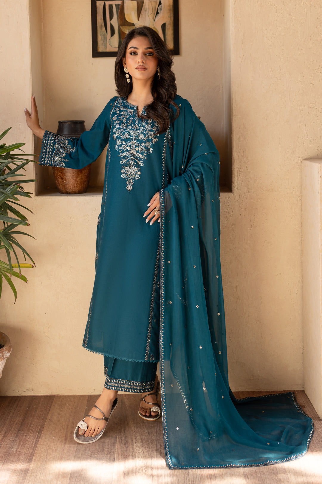 Lighter 3Pc - Embroidered Khaddar Dress