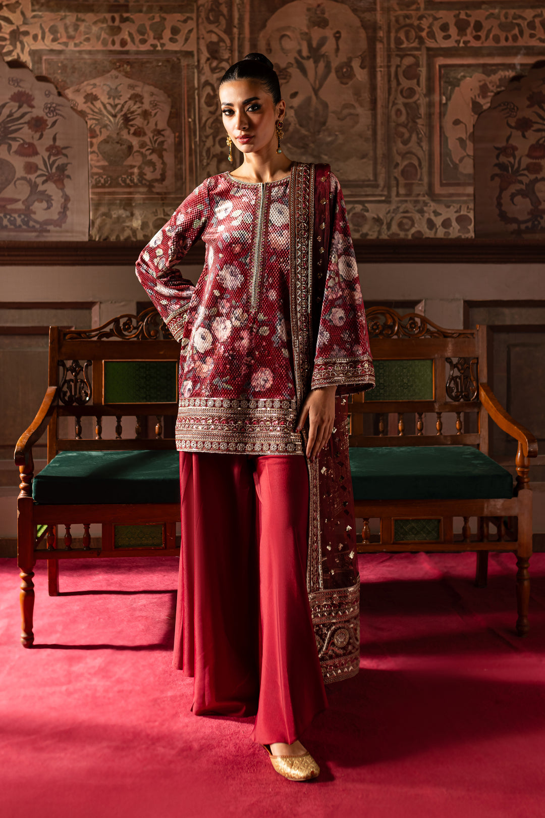 Noor Bano 3Pc - Embroidered Luxe Pret