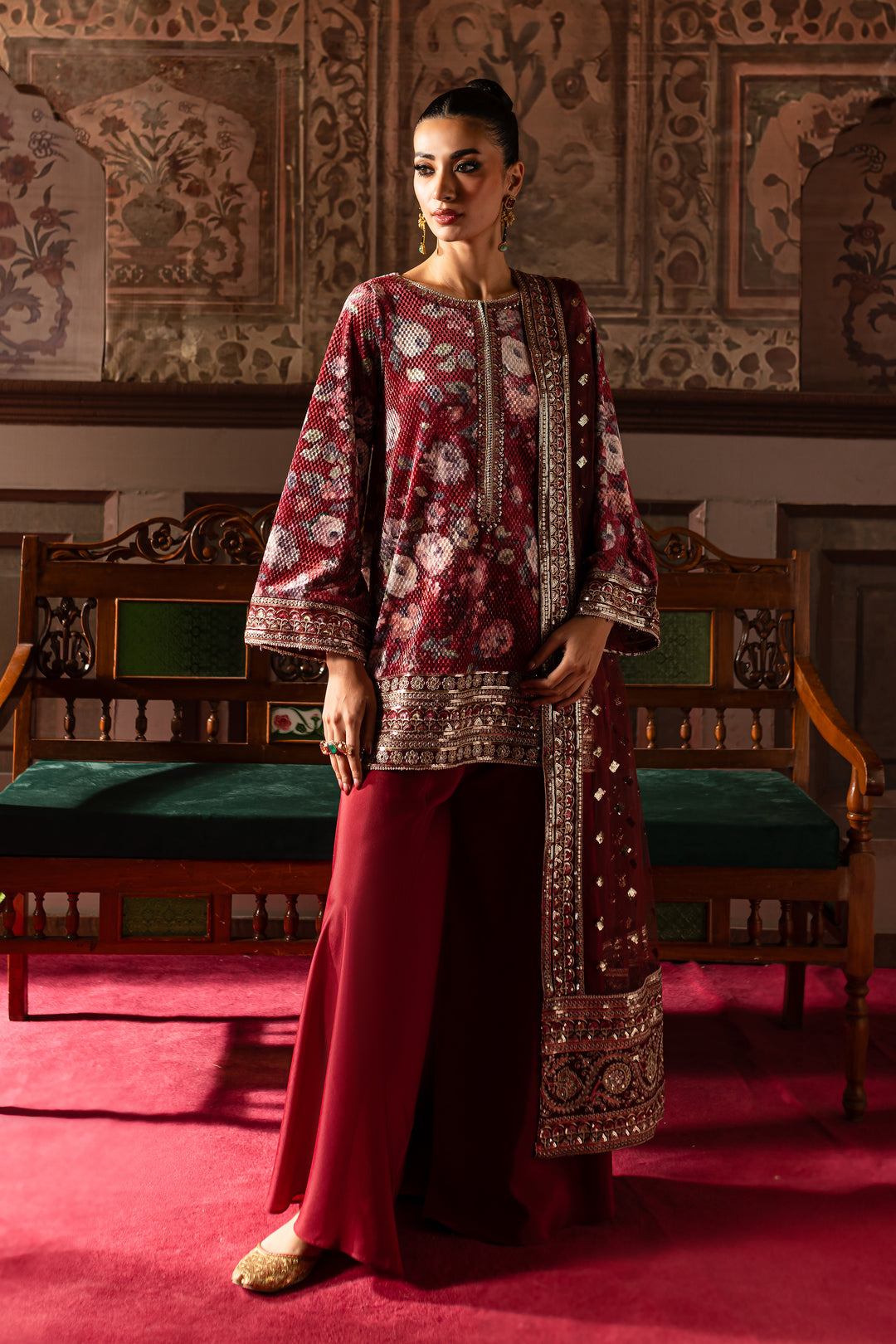 Noor Bano 3Pc - Embroidered Luxe Pret