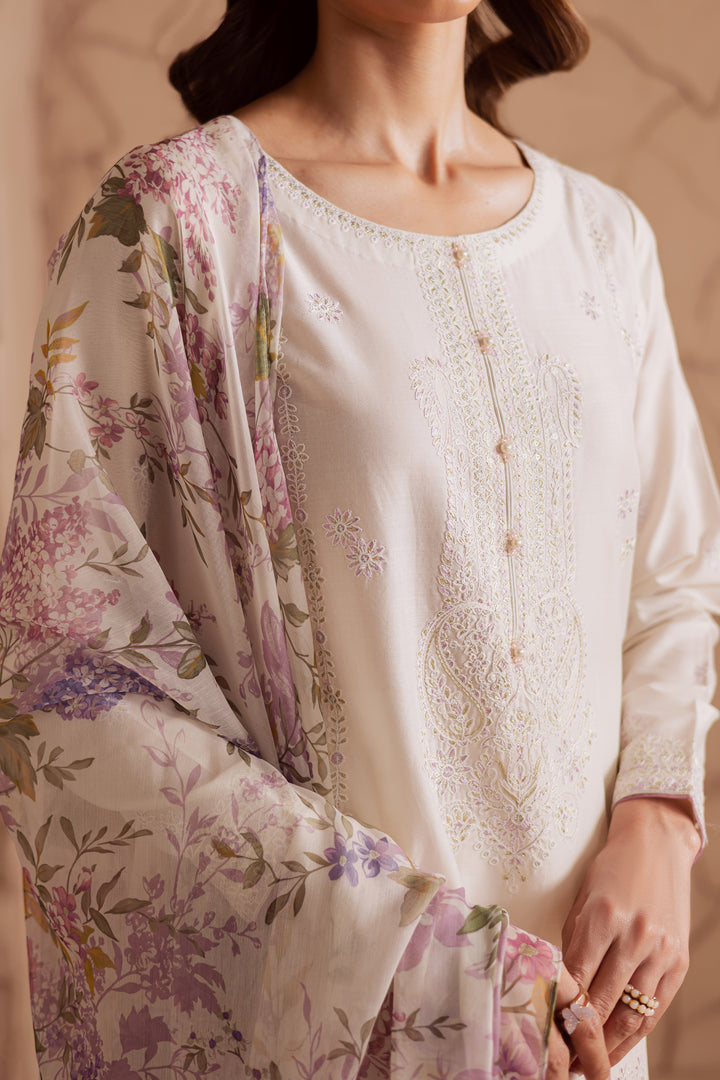 White Beast 3Pc - Embroidered Lawn Dress