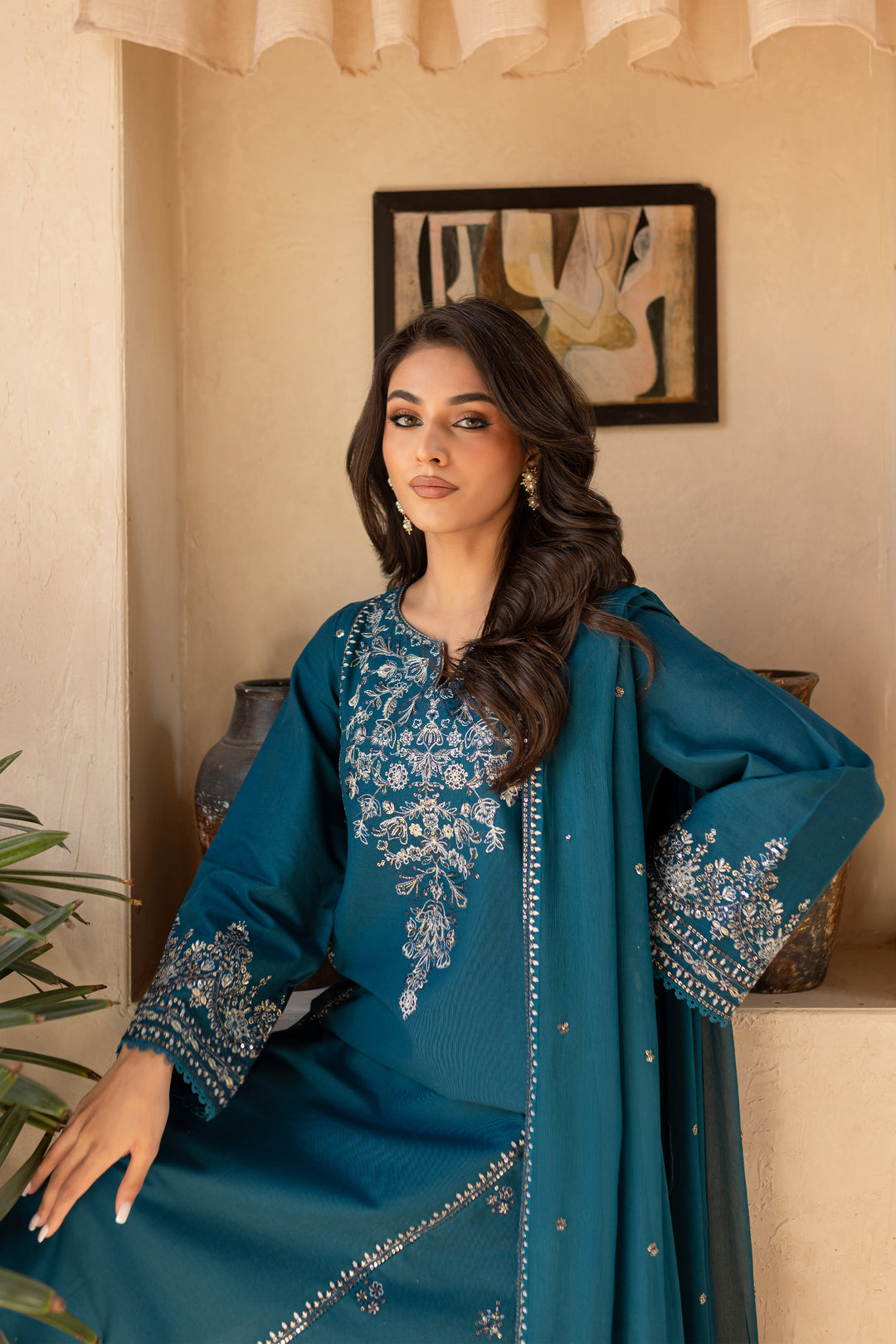 Lighter 3Pc - Embroidered Khaddar Dress