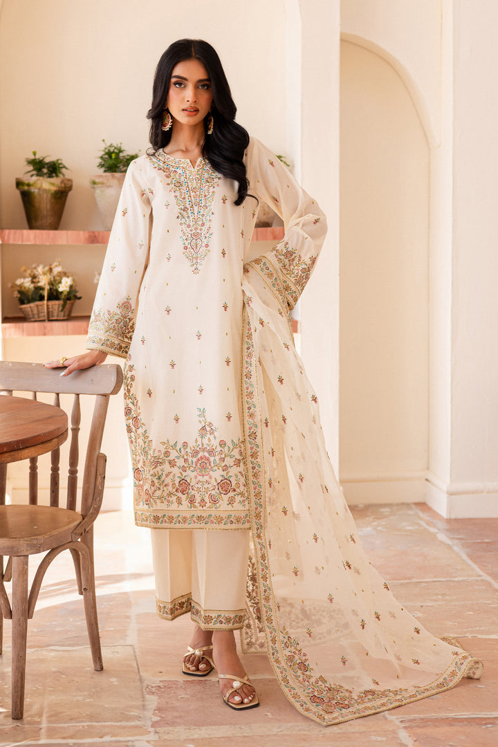 Elnaz 3Pc - Embroidered Lawn Dress