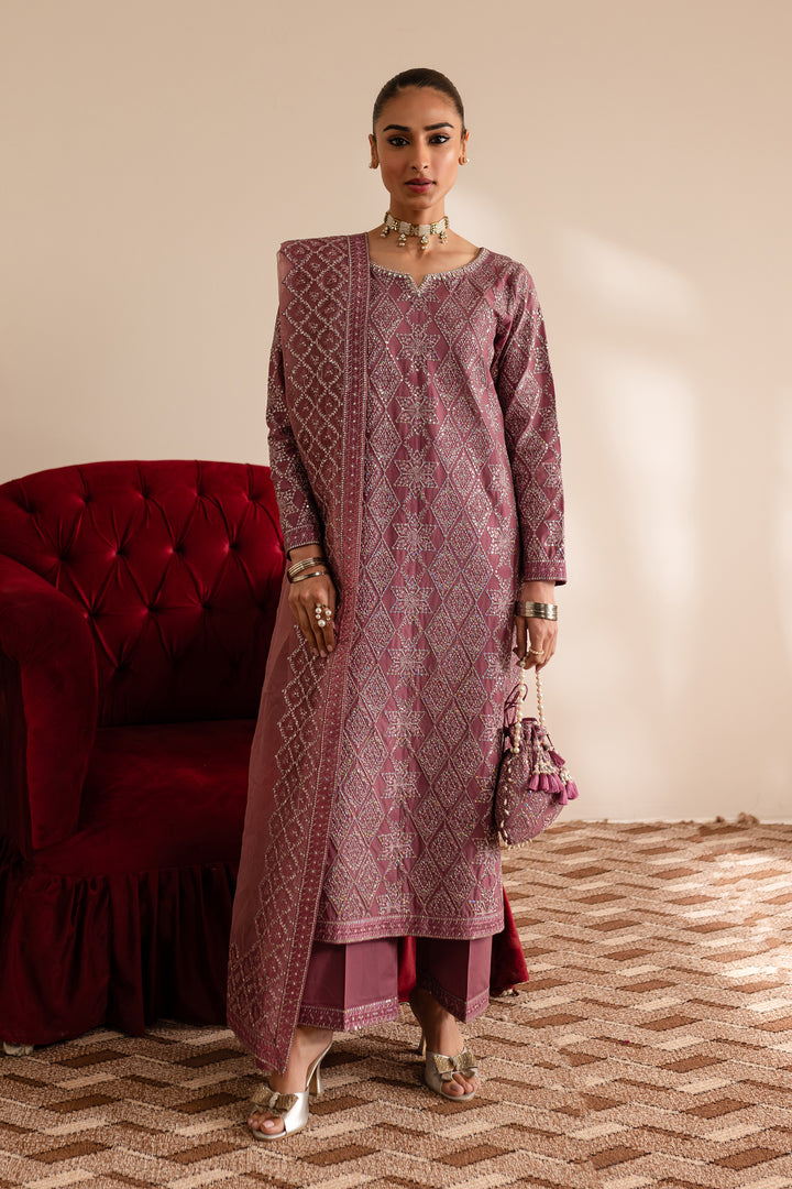 Blush Mauve 3Pc - Embroidered Luxe Pret