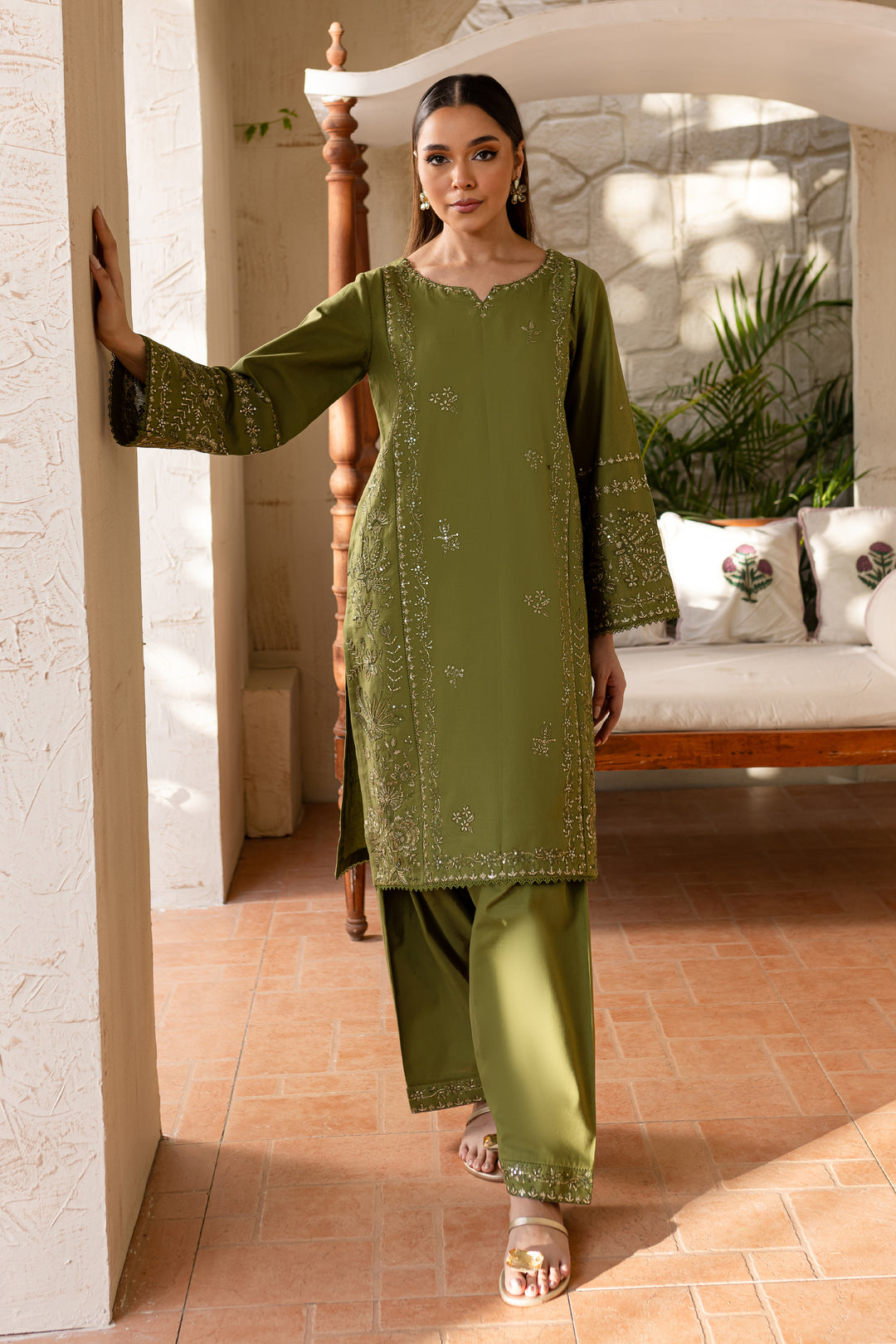 Fern Crush 2Pc - Embroidered Khaddar Dress