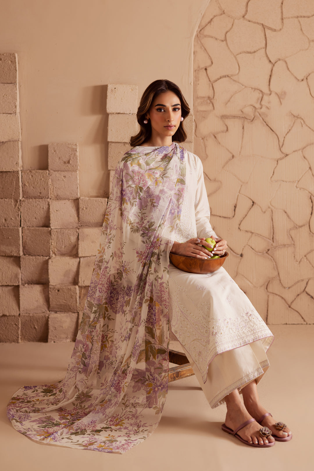 White Beast 3Pc - Embroidered Lawn Dress