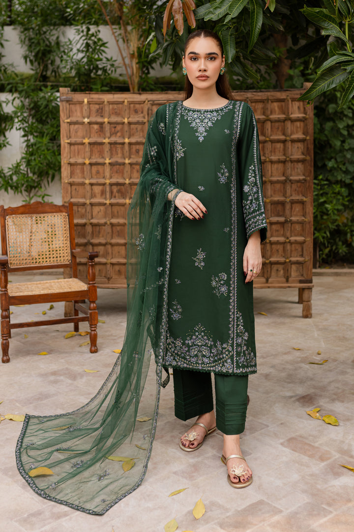 Ever Green 3Pc - Embroidered Khaddar Dress